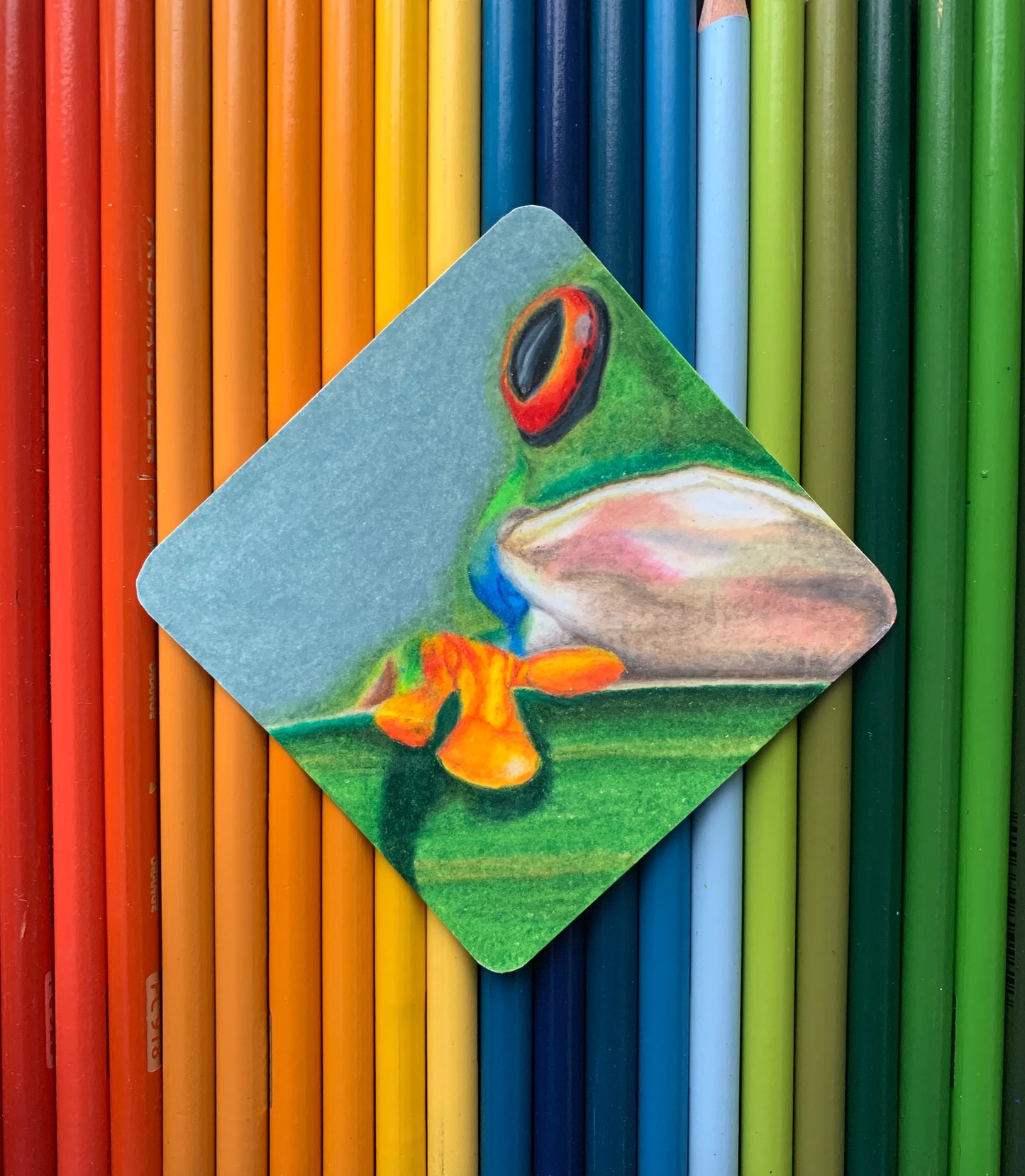 Tropical Frog, 3”x3” Original Drawing