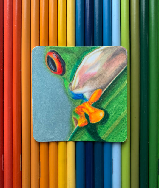 Tropical Frog, 3”x3” Original Drawing