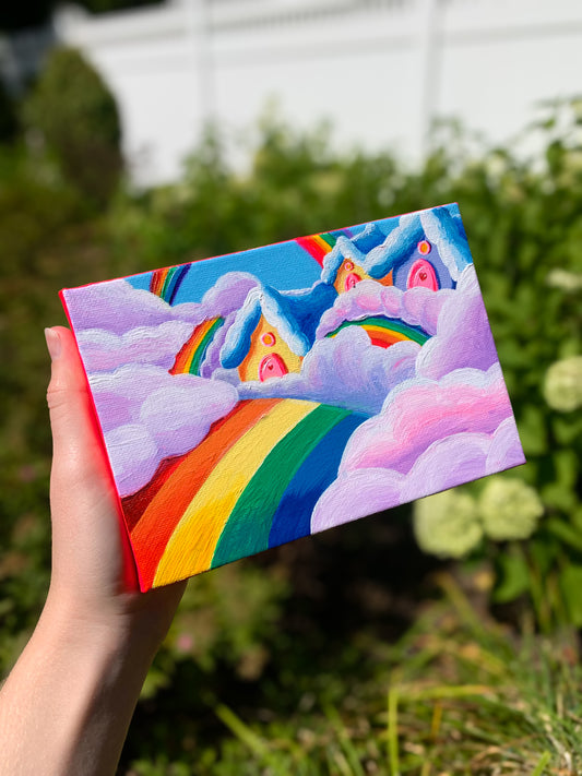 Inspired by Care Bear Village, 5”x7” Original Painting