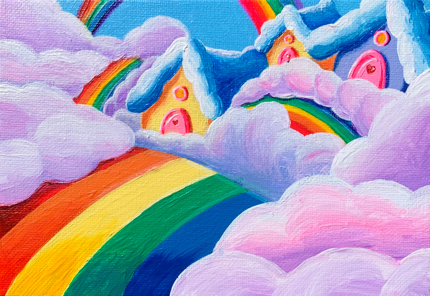 Inspired by Care Bear Village, 5”x7” Original Painting