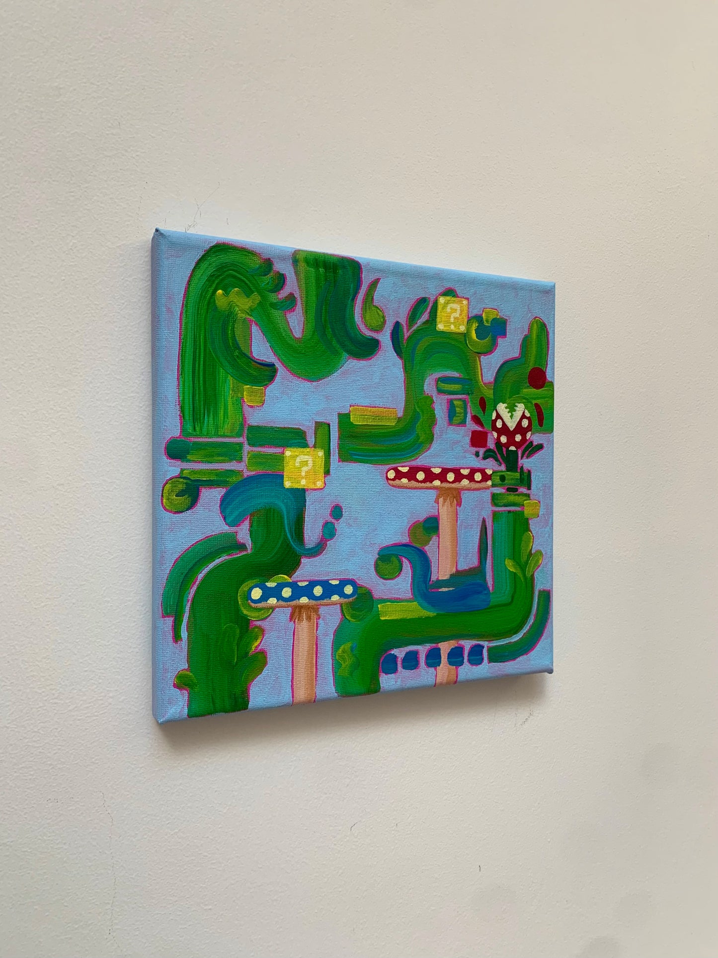 Colorful abstract painting on a white wall