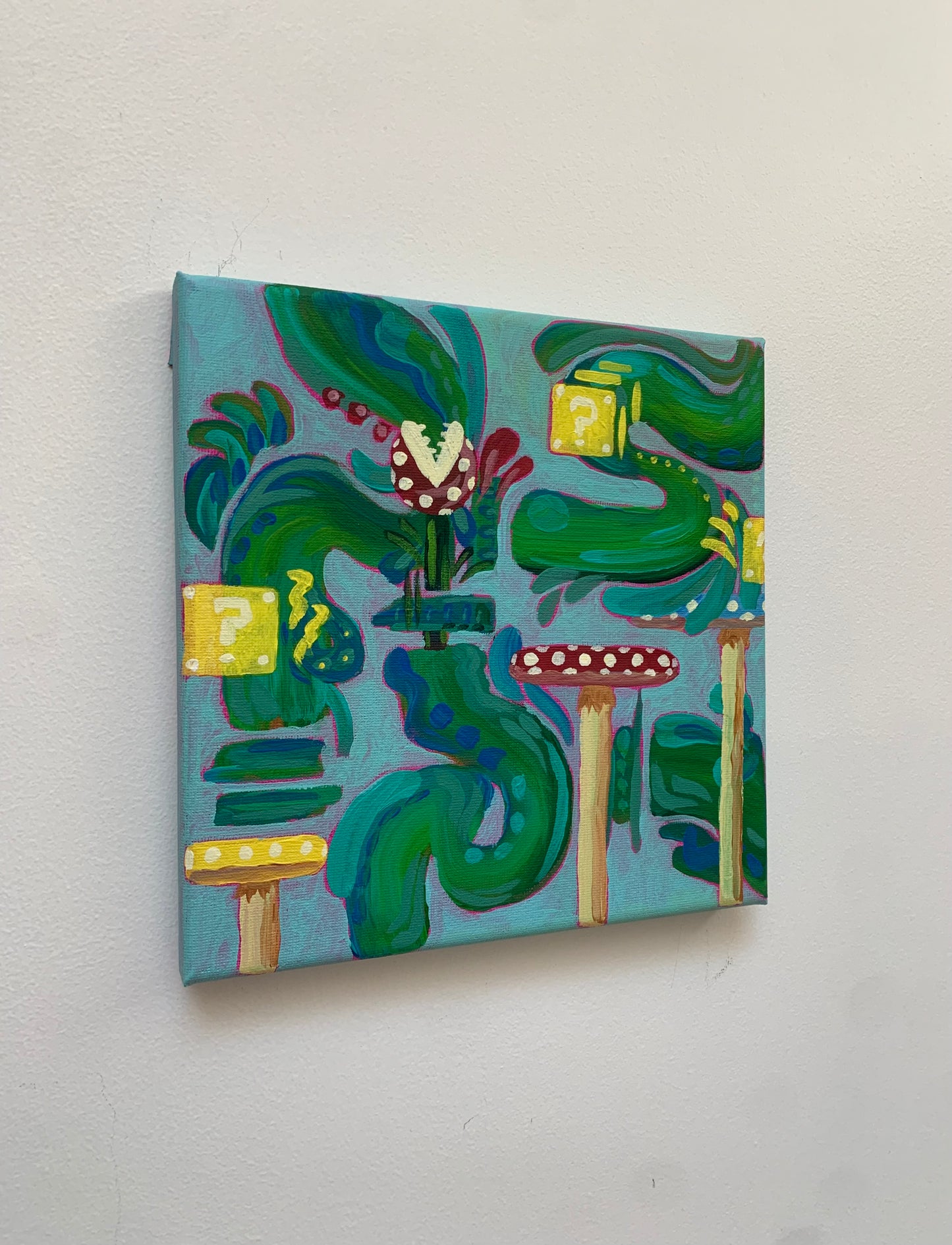 Colorful abstract painting on a white wall