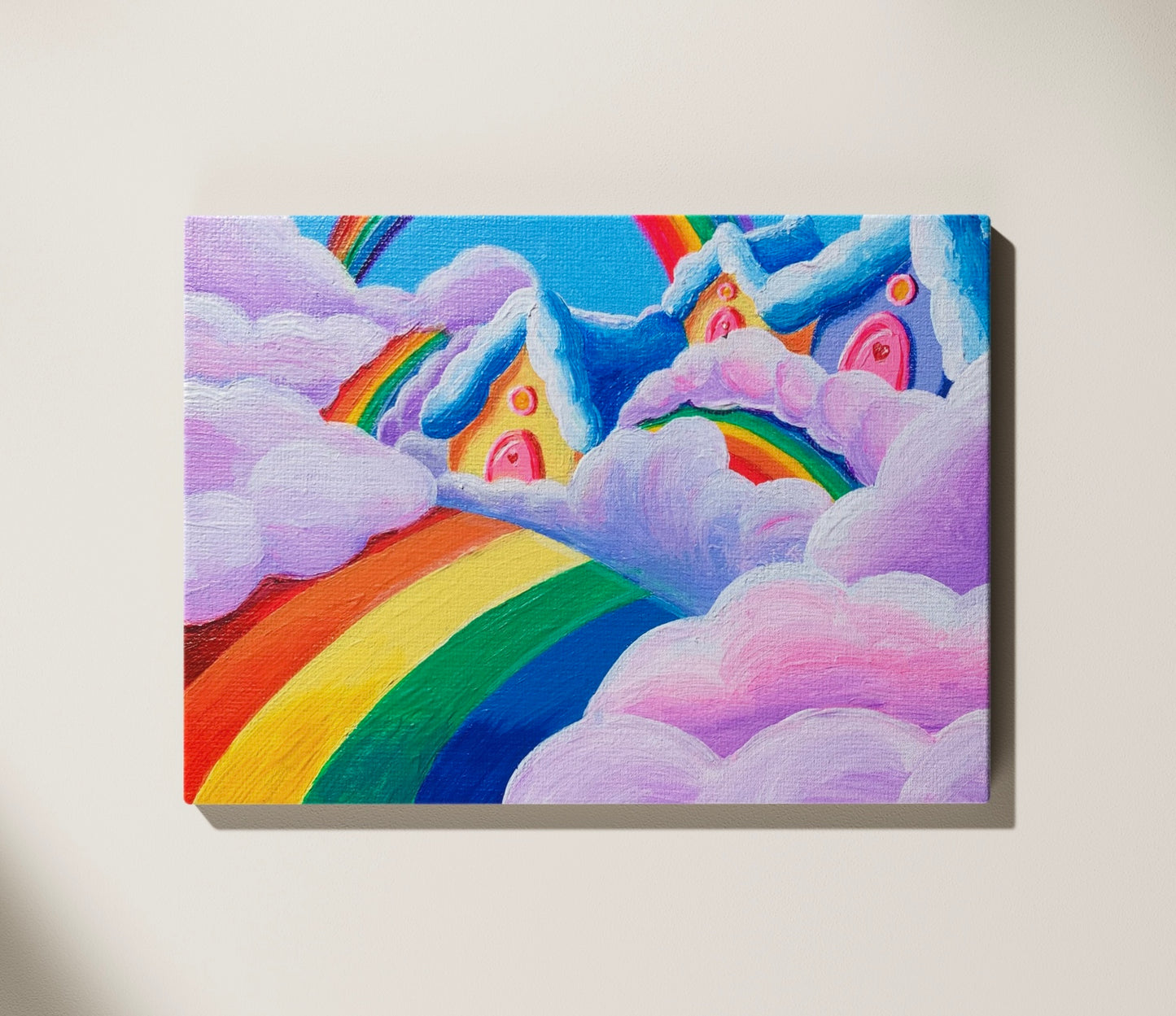 Inspired by Care Bear Village, 5”x7” Original Painting