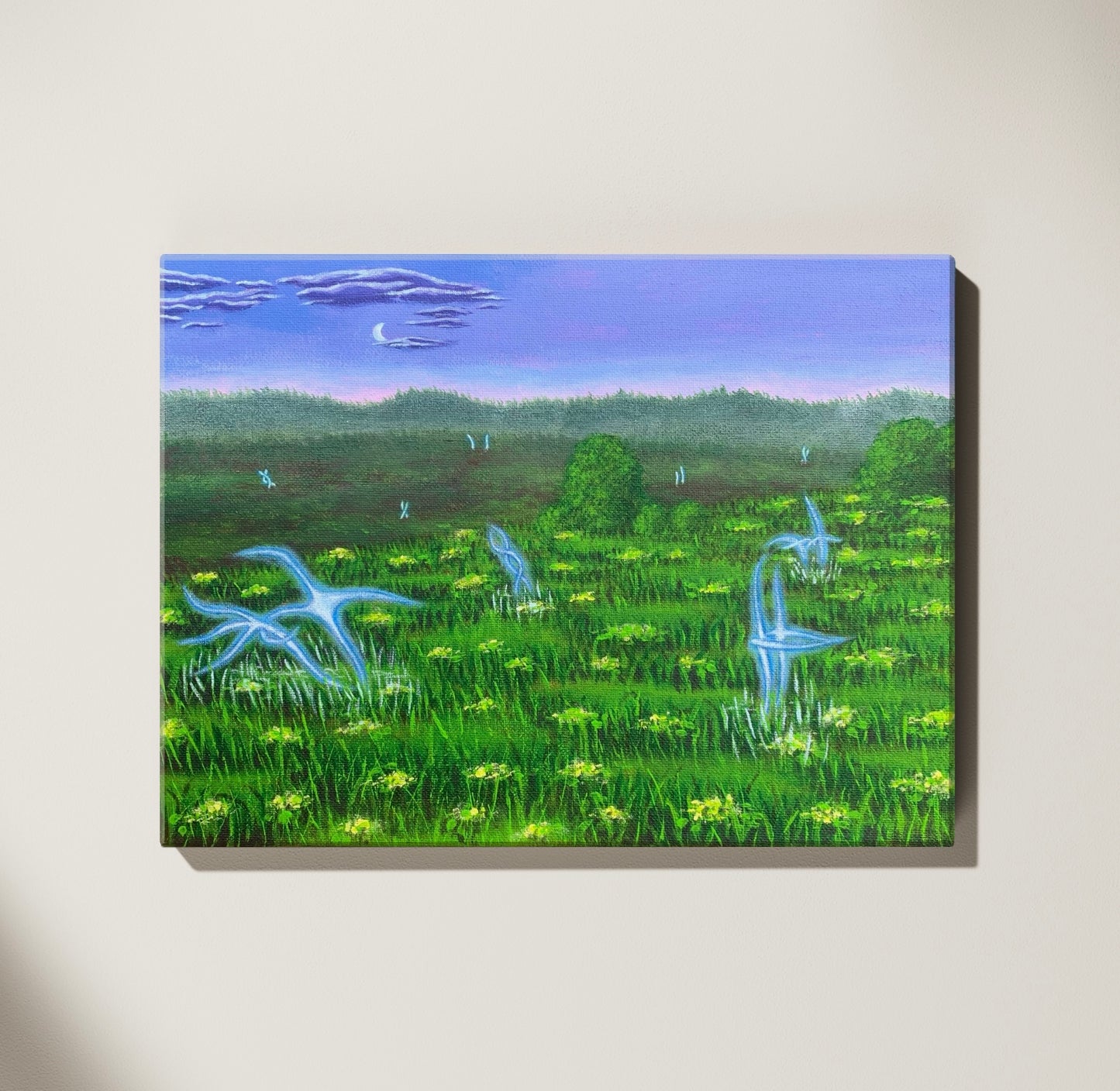 Watching the Spirits Dance on Solstice, 9”x12” Original Painting