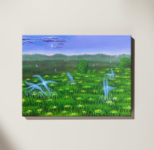 Watching the Spirits Dance on Solstice, 9”x12” Original Painting