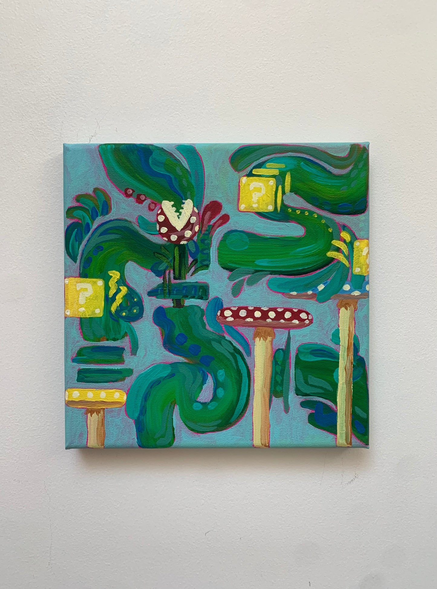Colorful abstract painting on a white wall
