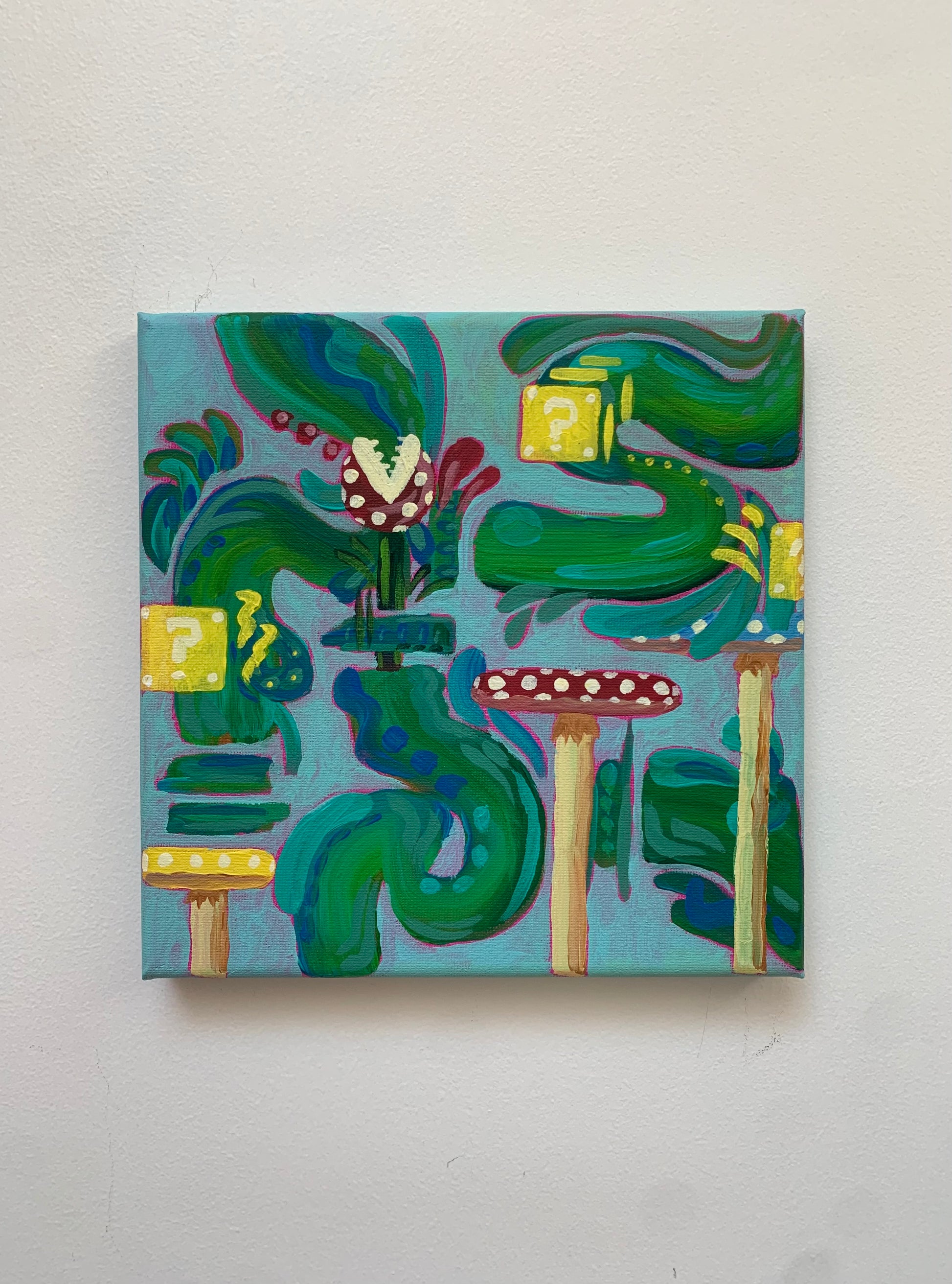 Colorful abstract painting on a white wall