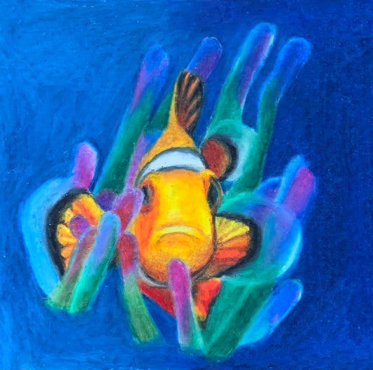 Fish in Coral, 3”x3” Original Drawing